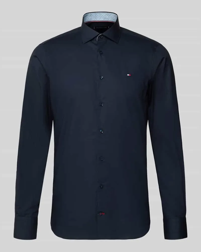 Tommy Hilfiger Slim Fit Businesshemd aus reiner Baumwolle Marine