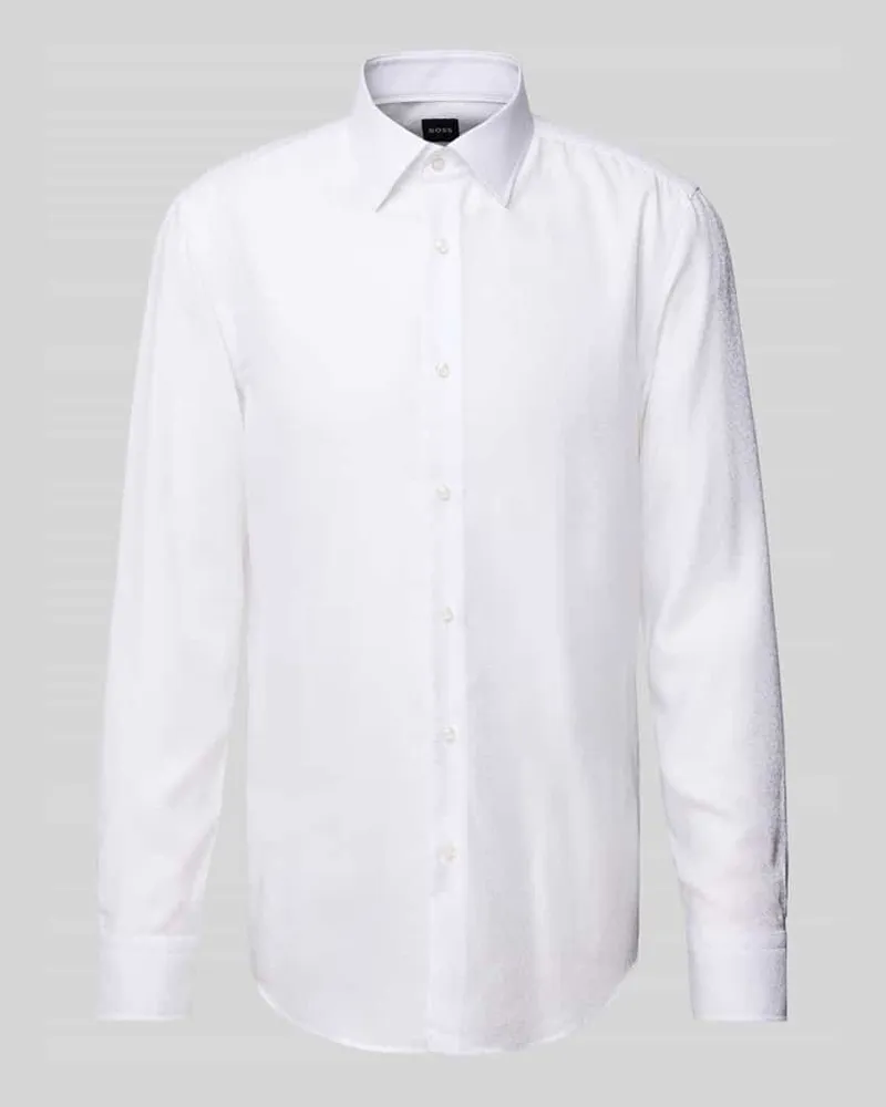 HUGO BOSS Slim Fit Business-Hemd mit Kentkragen Weiss