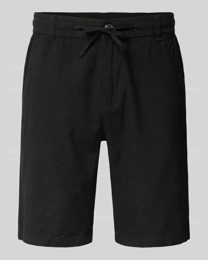 Lindbergh Bermudas aus Leinen-Mix mit französischen Eingrifftaschen Black