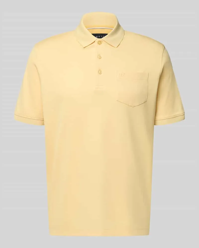 Bugatti Regular Fit Poloshirt mit Brusttasche und Label-Stitching Hellgelb