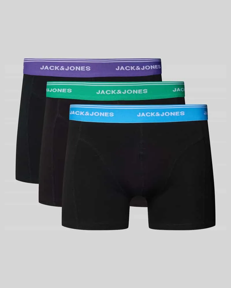 Jack & Jones Trunks mit elastischem Logo-Bund Modell 'DAWSON' im 3er-Pack Black