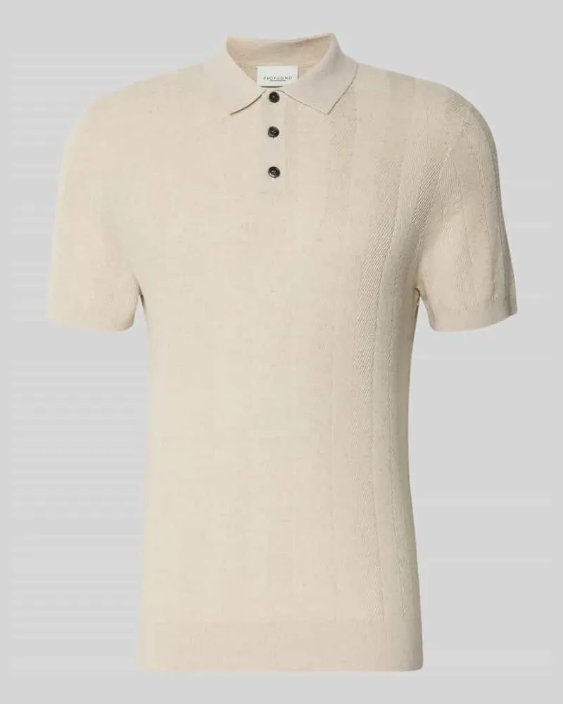 Profuomo Slim Fit Poloshirt mit Knopfleiste Offwhite