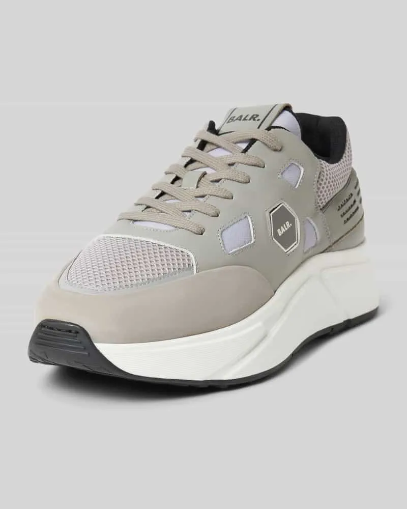 BALR. Sneaker mit Label-Applikation Modell 'Hexline Hellgrau