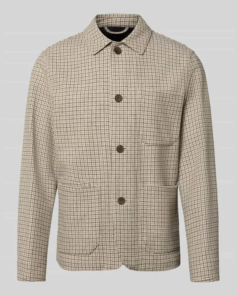 Selected Hemdjacke mit aufgesetzten Taschen Modell 'LANDON Hellbraun