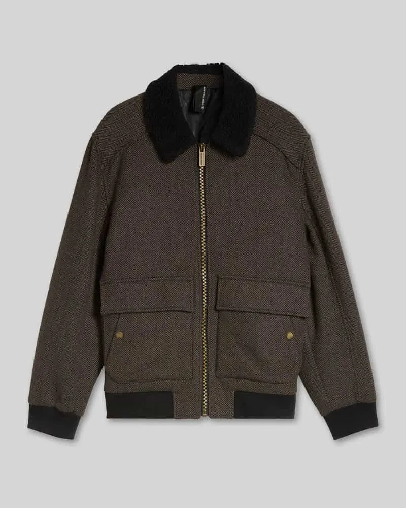 Tom Tailor Bomberjacke mit abnehmbarem Fellkragen Dunkelbraun
