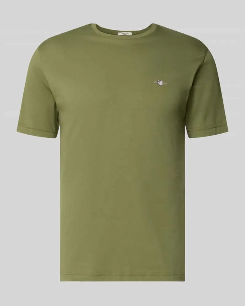 Gant Regular Fit T-Shirt mit Logo-Stitching Oliv