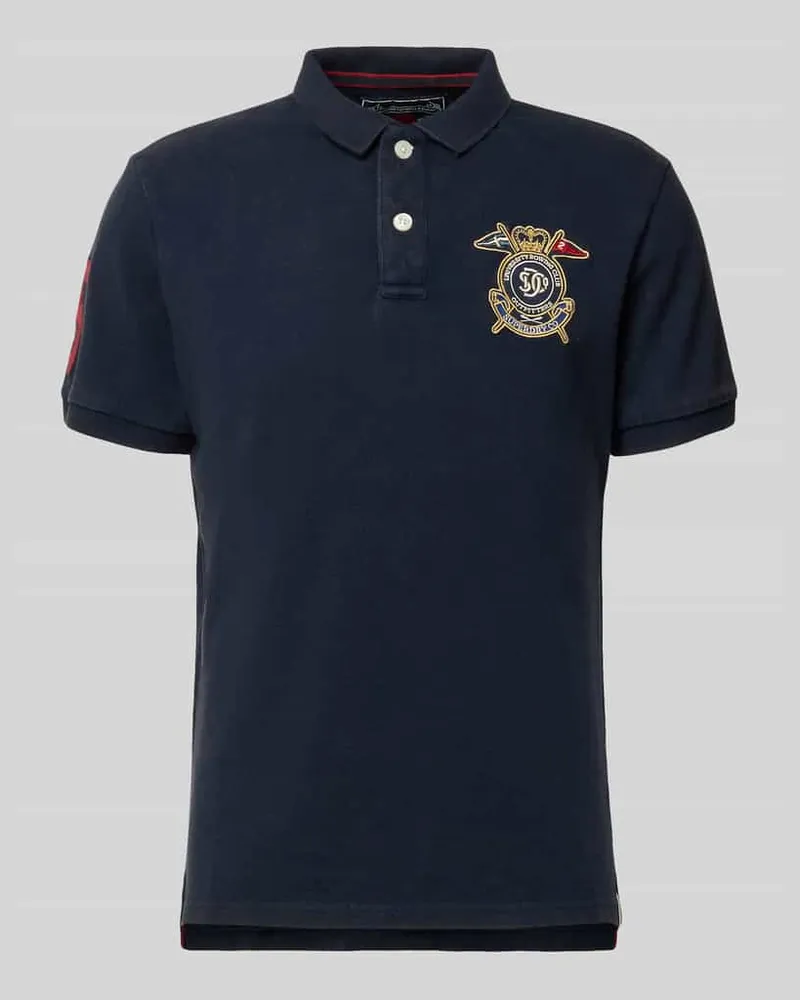 Superdry. Regular Fit Poloshirt mit Label-Patches Marine