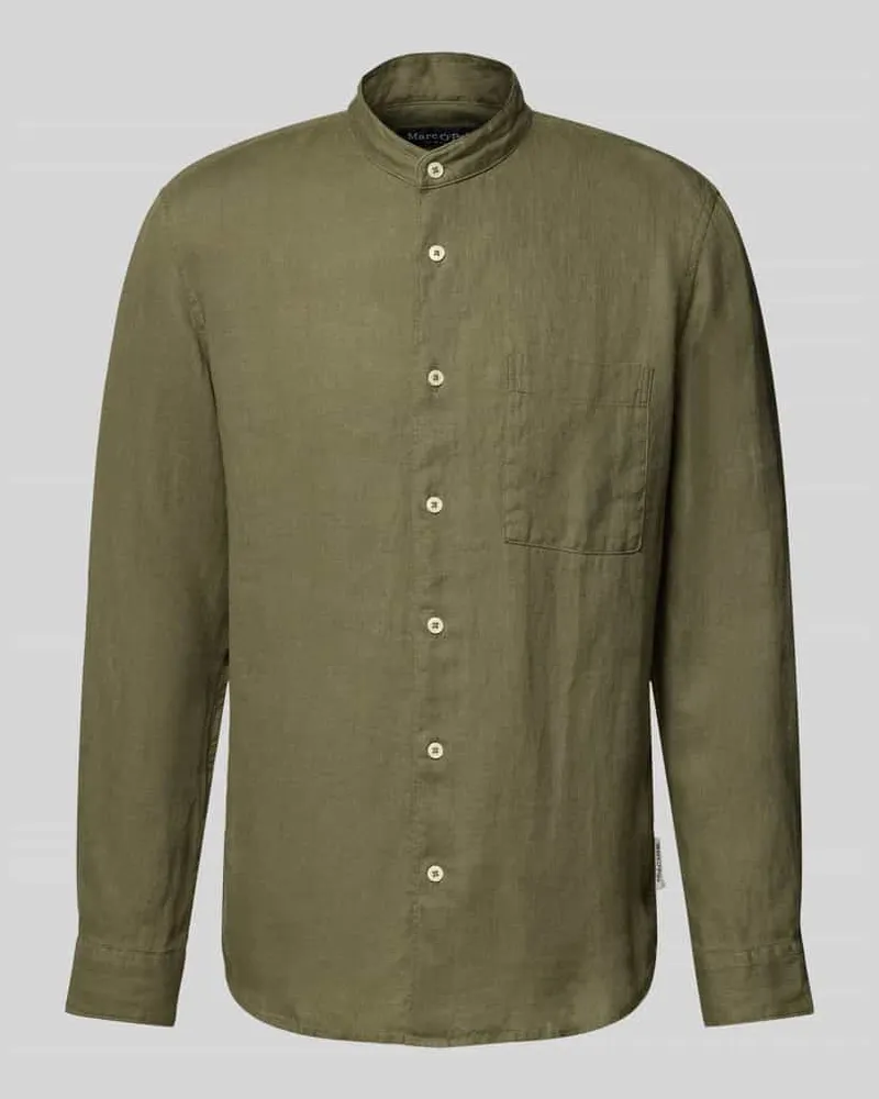 Marc O'Polo Regular Fit Freizeithemd aus reinem Leinen Oliv