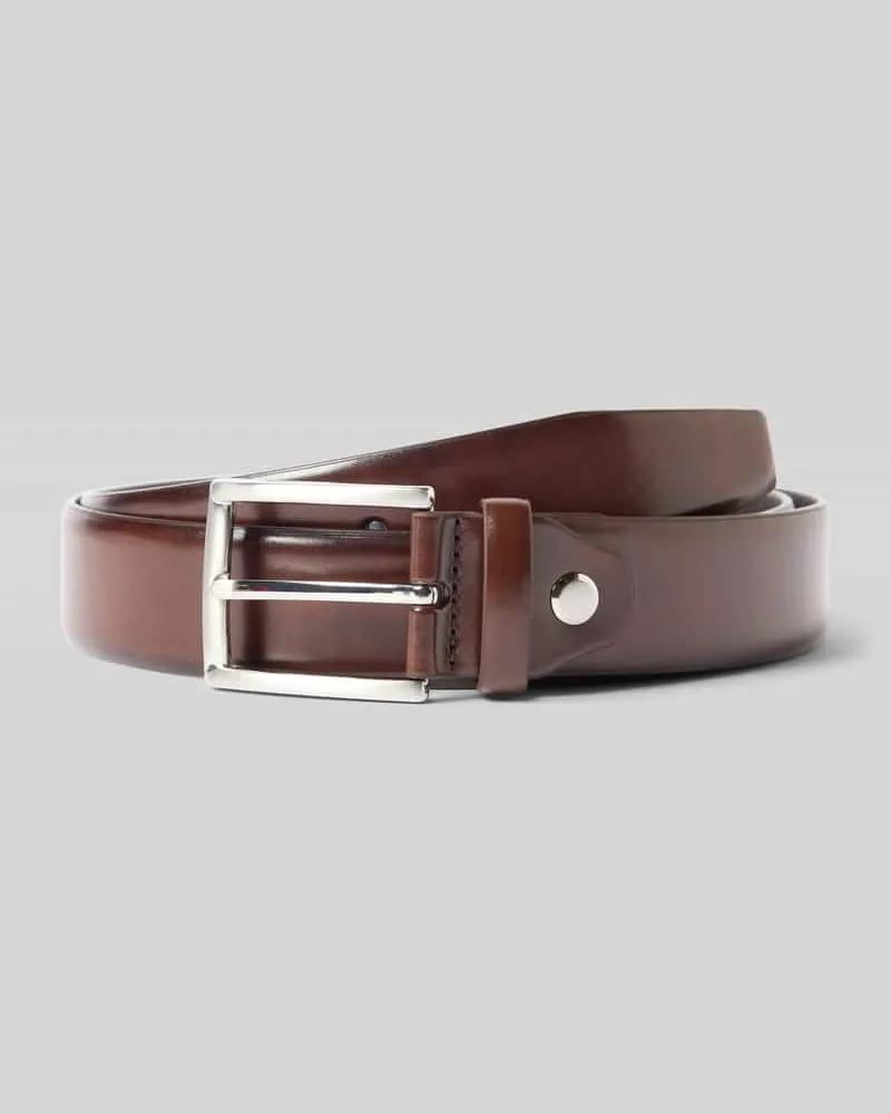Christian Berg Glattleder-Gürtel mit Dornschließe Dunkelbraun