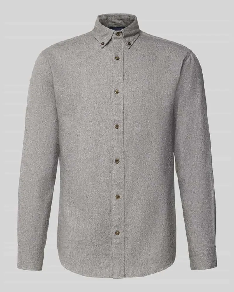 Jack & Jones Freizeithemd mit Knopfleiste Modell 'LUBARKLEY Mittelgrau