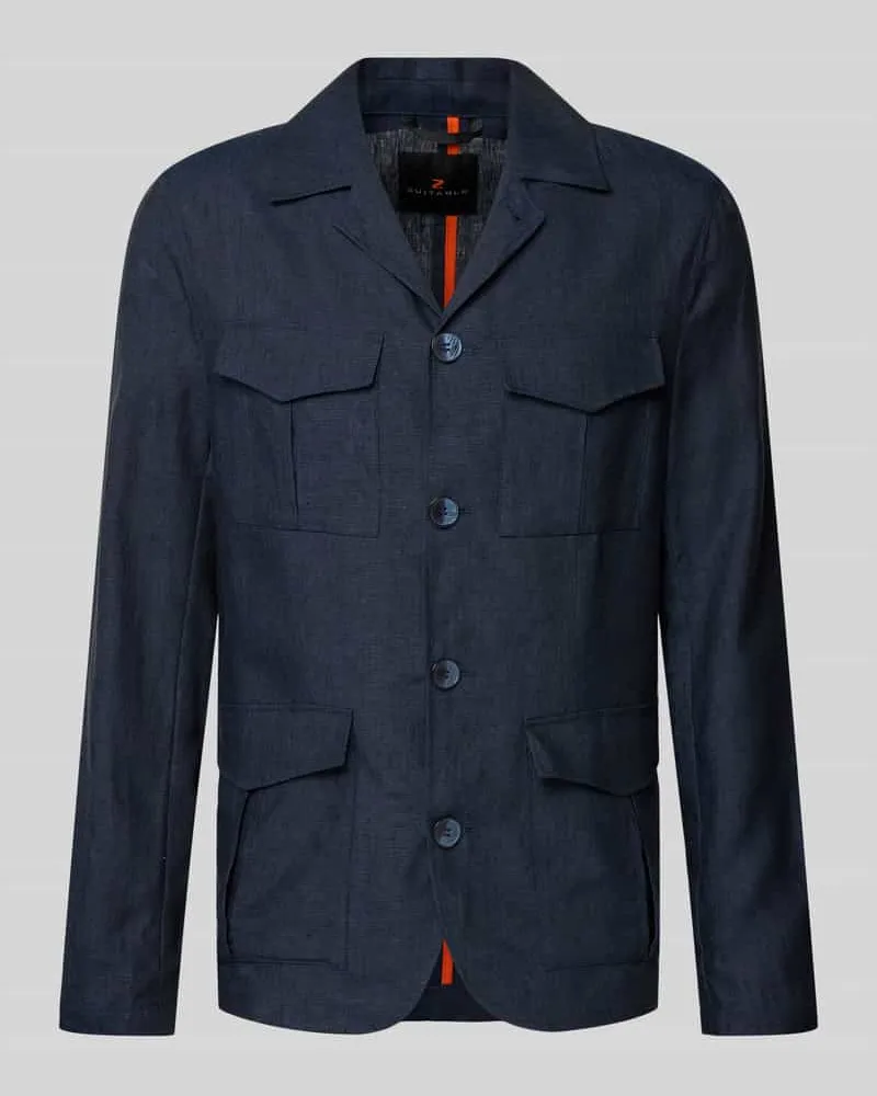 Zuitable Hemdjacke aus Leinen mit Pattentaschen Marine