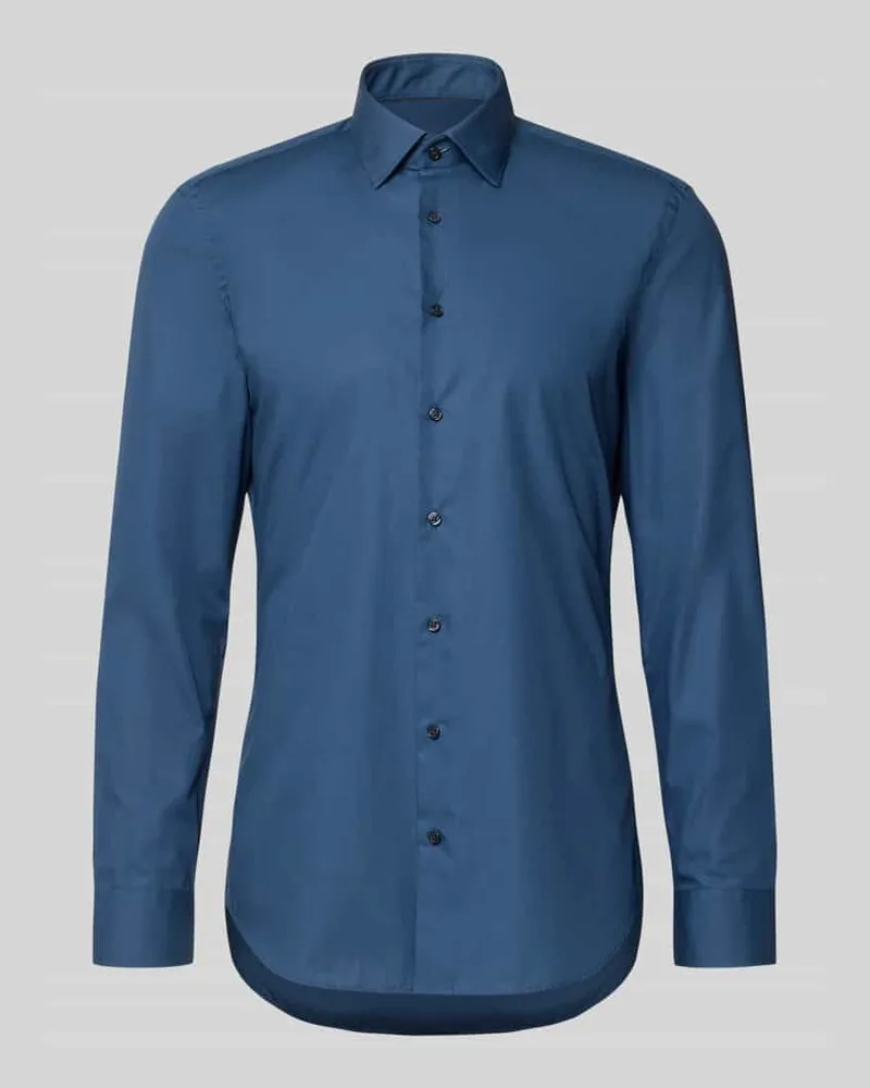 JAKE*S Super Slim Fit Business-Hemd mit Kentkragen Rauchblau