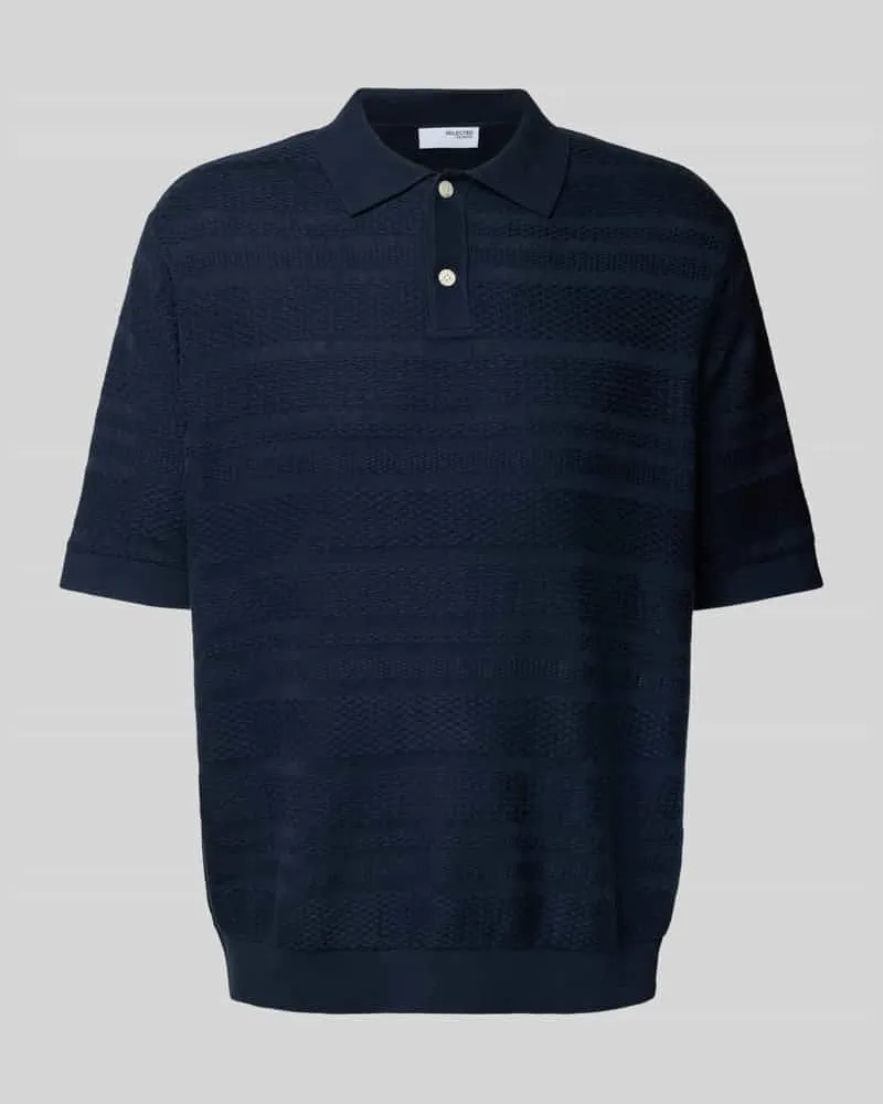 Selected Homme Relaxed Fit Poloshirt aus reiner Baumwolle Modell 'FOAM Dunkelblau