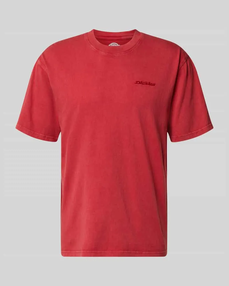 Dickies T-Shirt mit Rundhalsausschnitt und Label-Stitching Rot