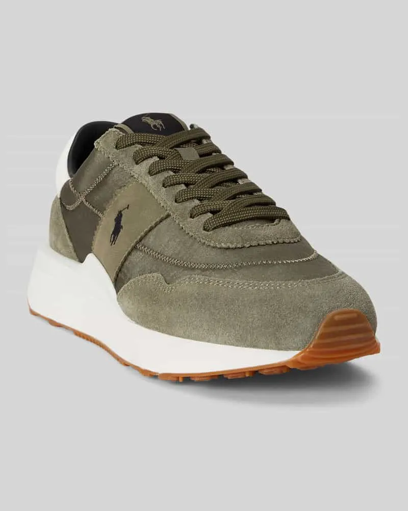 Ralph Lauren Sneaker Low aus Rindsnappa mit Logo-Details Oliv