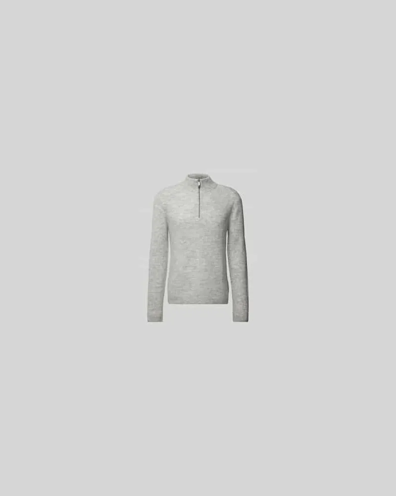 Calvin Klein Strickpullover mit Woll-Anteil und Troyer-Kragen