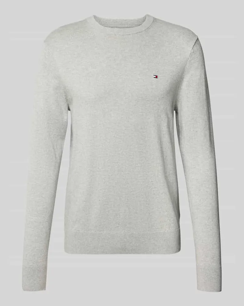 Tommy Hilfiger Regular Fit Strickpullover aus Baumwoll-Kaschmir-Mix Hellgrau