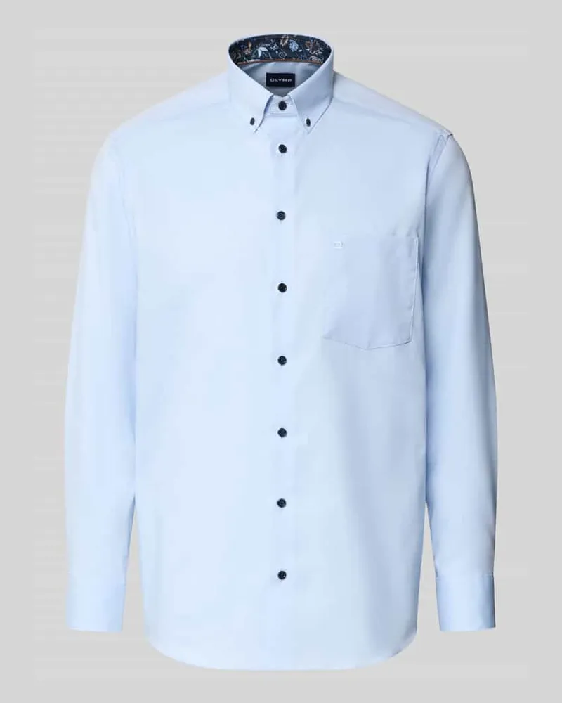Olymp Comfort Fit Businesshemd aus reiner Baumwolle Bleu