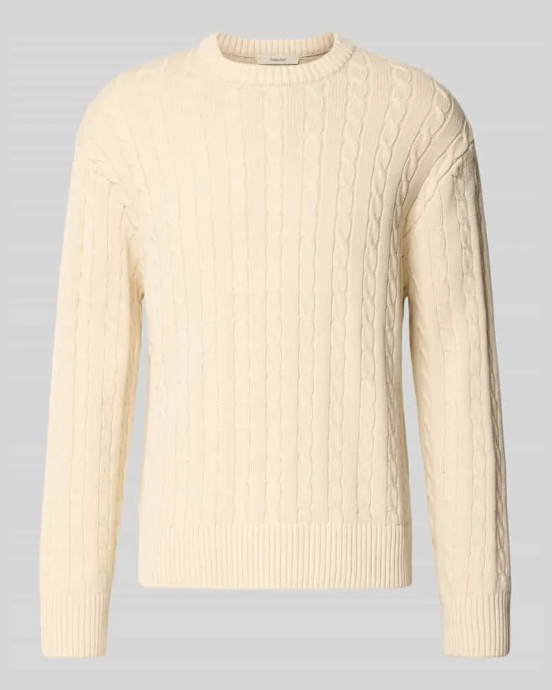 Selected Relaxed Fit Pullover aus reiner Baumwolle Modell 'BRAUN Offwhite