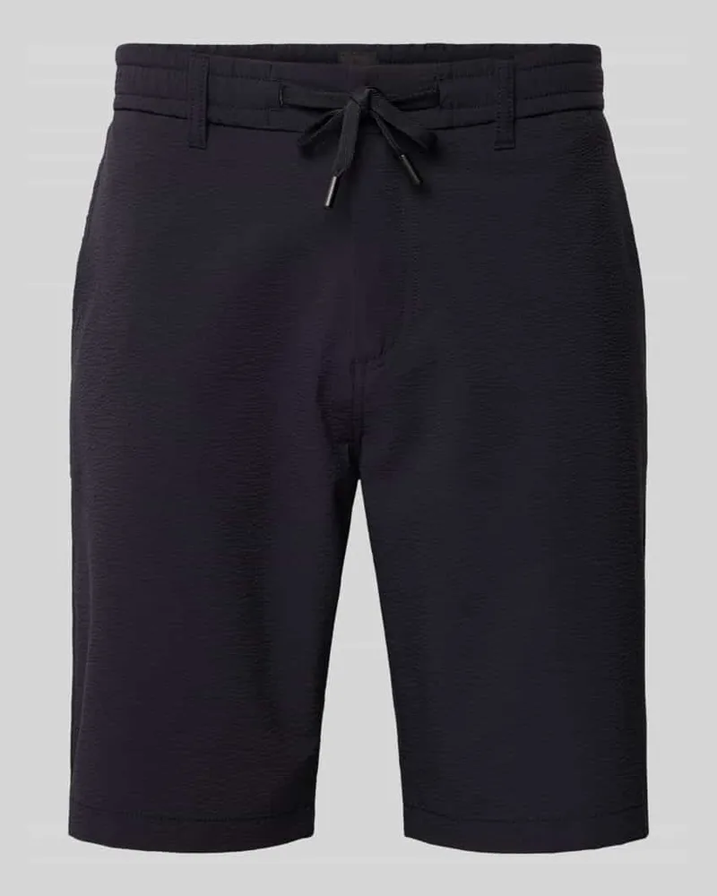 HUGO BOSS Tapered Fit Chinoshorts mit Strukturmuster Dunkelblau