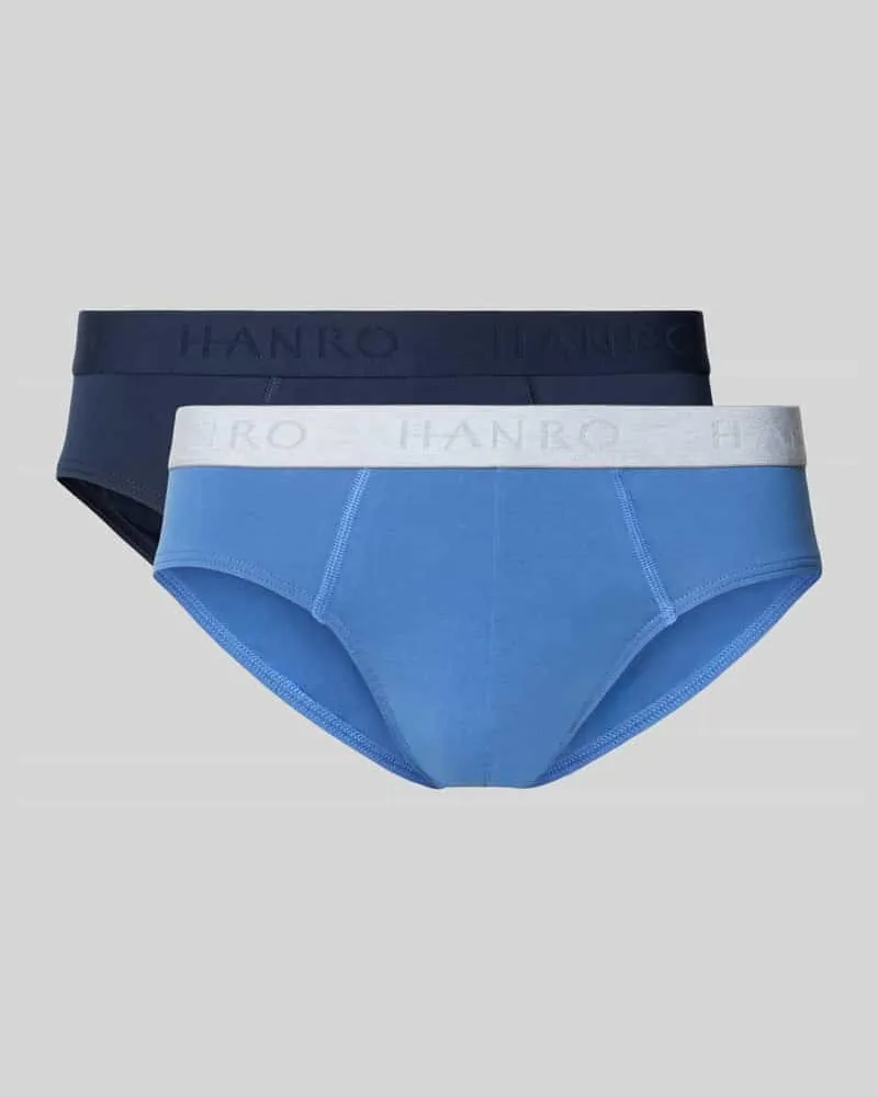 Hanro Slip mit elastischem Logo-Bund im 2er-Pack Marine