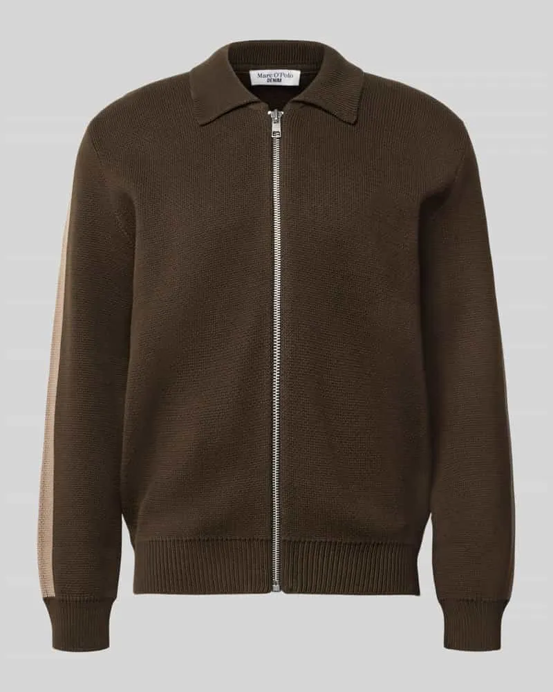 Marc O'Polo Regular Fit Strickjacke aus reiner Baumwolle Schoko