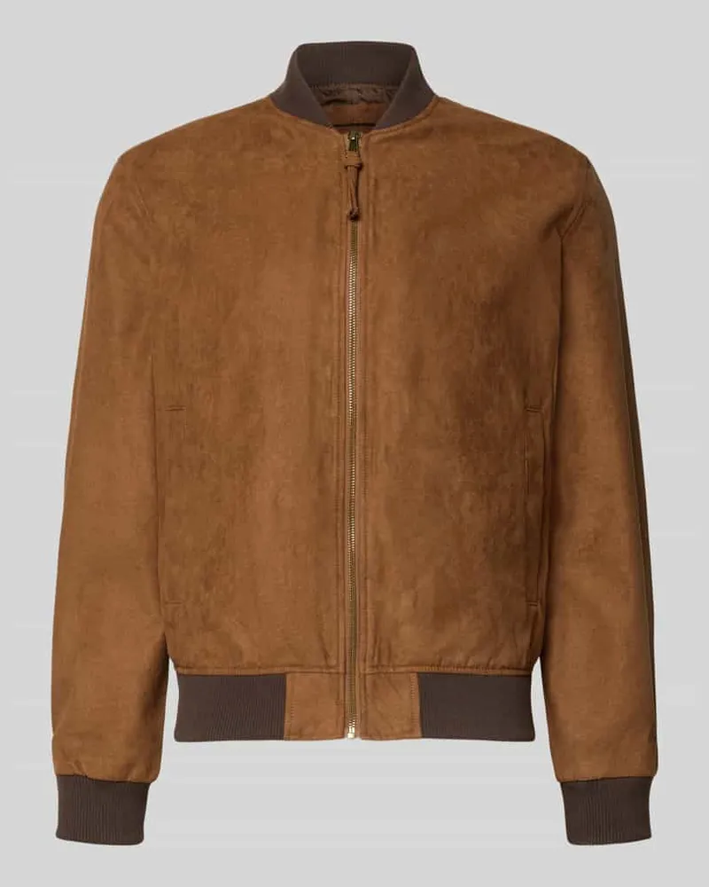 Jack & Jones Bomberjacke in Leder-Optik mit Stehkragen Cognac