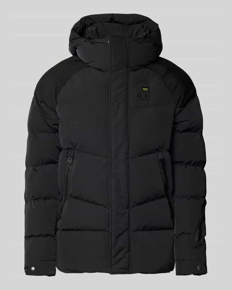 Blauer Steppjacke mit Label-Patch Modell 'CROWN 