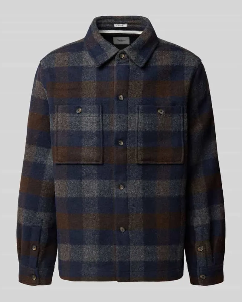 Pepe Jeans Regular Fit Flanellhemd mit Brusttaschen Modell 'RUHR Jeansblau