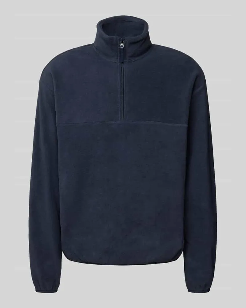 McNeal Fleecepullover mit Troyer-Kragen Dunkelblau