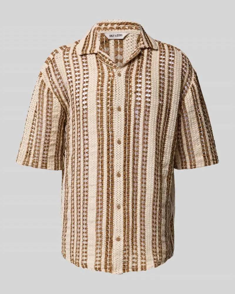 Only & Sons Regular Fit Freizeithemd mit Reverskragen Modell 'DANI Hellbraun