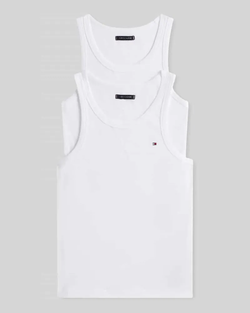 Tommy Hilfiger Regular Fit Unterhemd aus Baumwoll-Mix mit Logo-Stitching Weiss