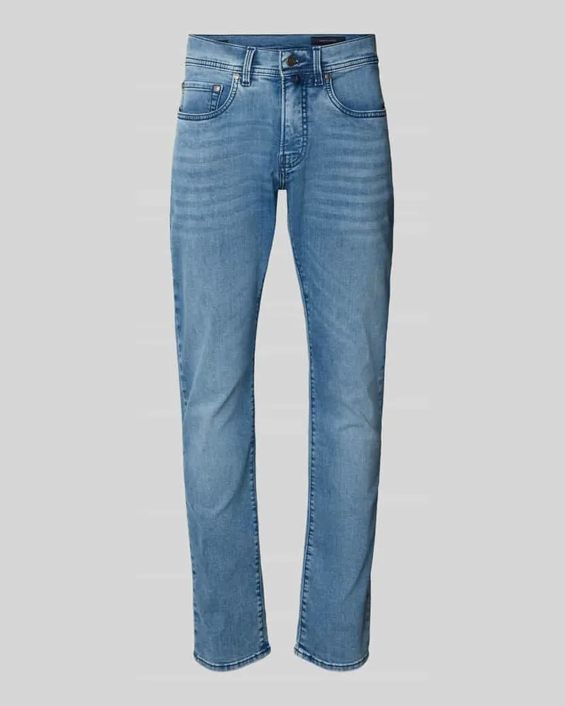 Pierre Cardin Tapered Fit Jeans im Used-Look Modell 'Lyon Hellblau
