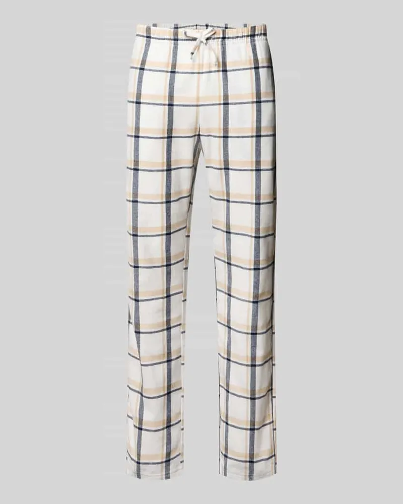 Christian Berg Regular Fit Pyjama-Hose im Allover-Look Offwhite