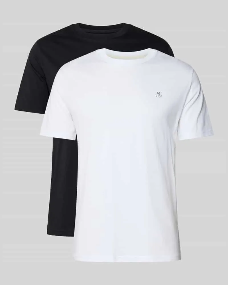 Marc O'Polo Regular Fit T-Shirt Set aus reiner Baumwolle im 2er-Pack Weiss