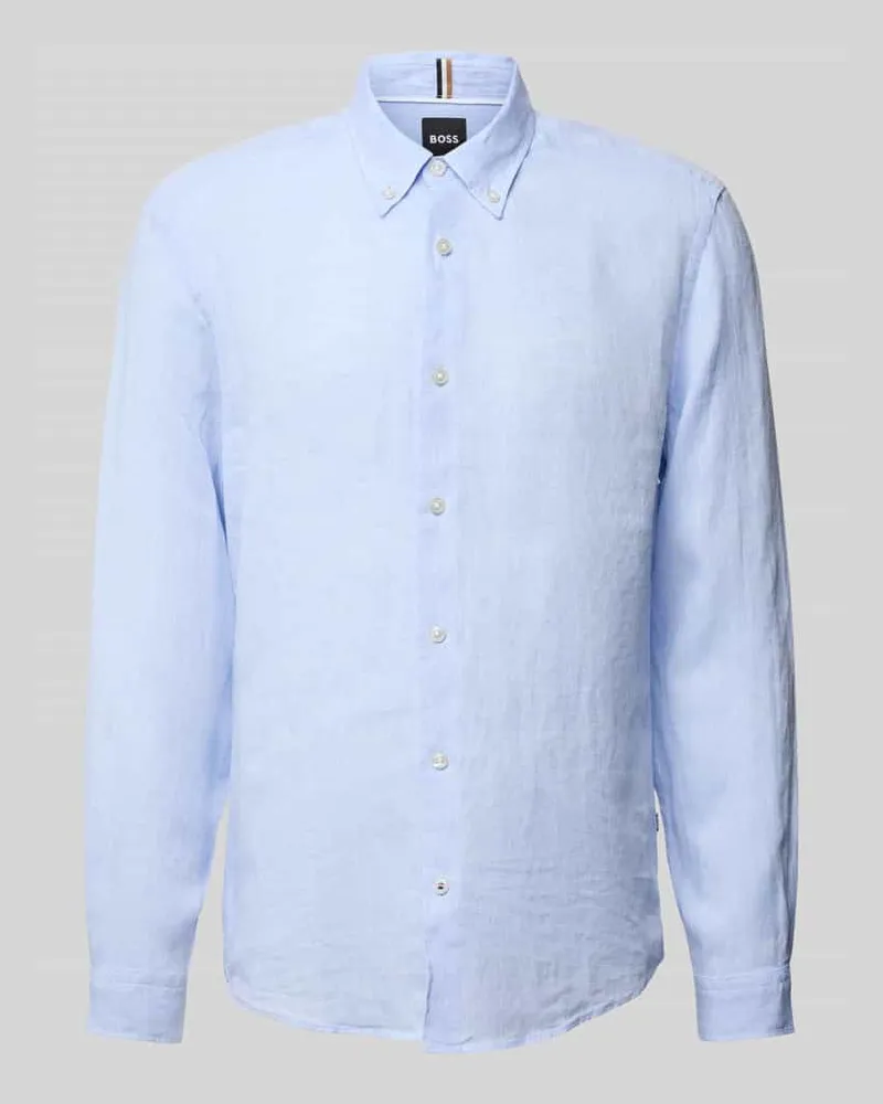 HUGO BOSS Regular Fit Leinenhemd mit Button-Down-Kragen 