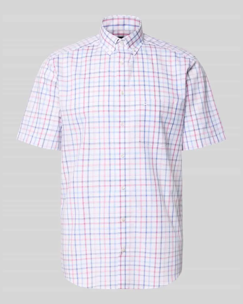 Olymp Regular Fit Business-Hemd mit Button-Down-Kragen Pink