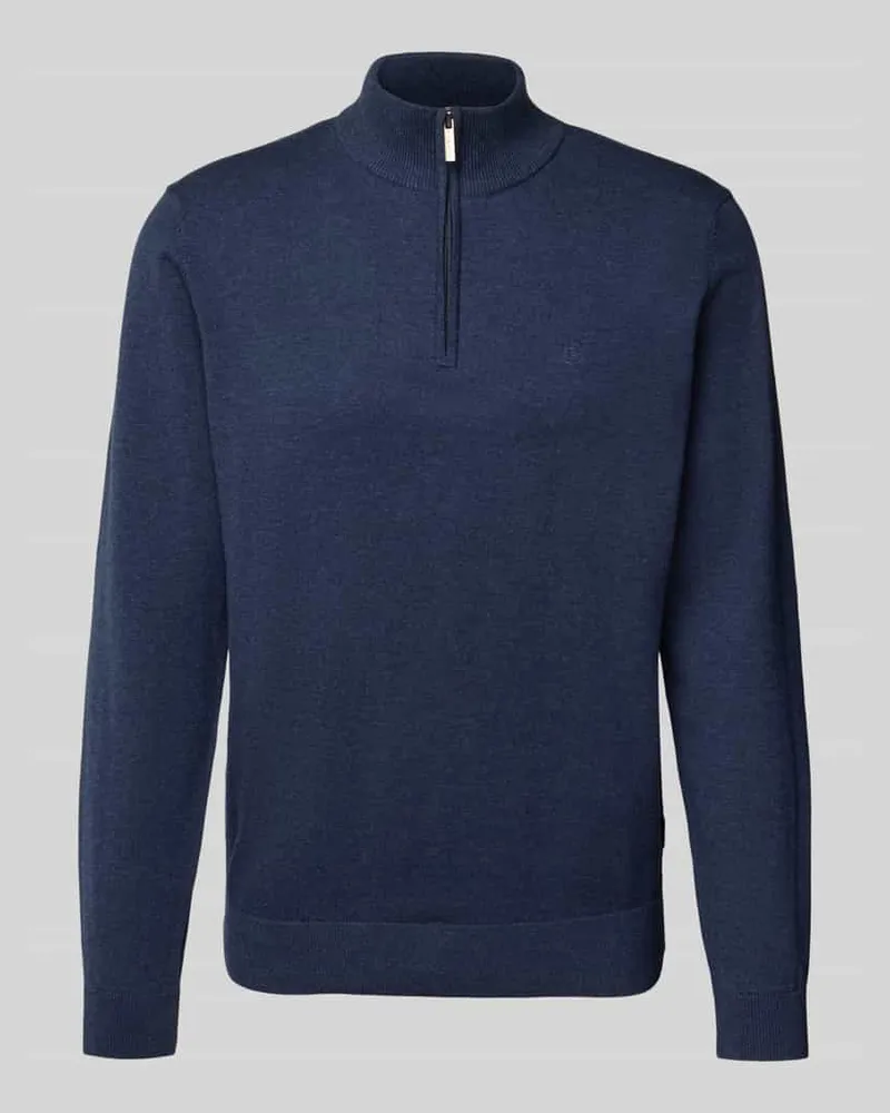 Bugatti Strickpullover mit Stehkragen Marine
