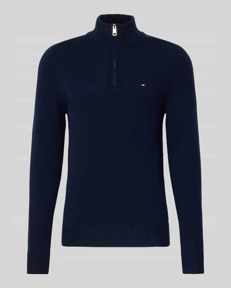 Tommy Hilfiger Regular Fit Troyer aus reiner Wolle Marine