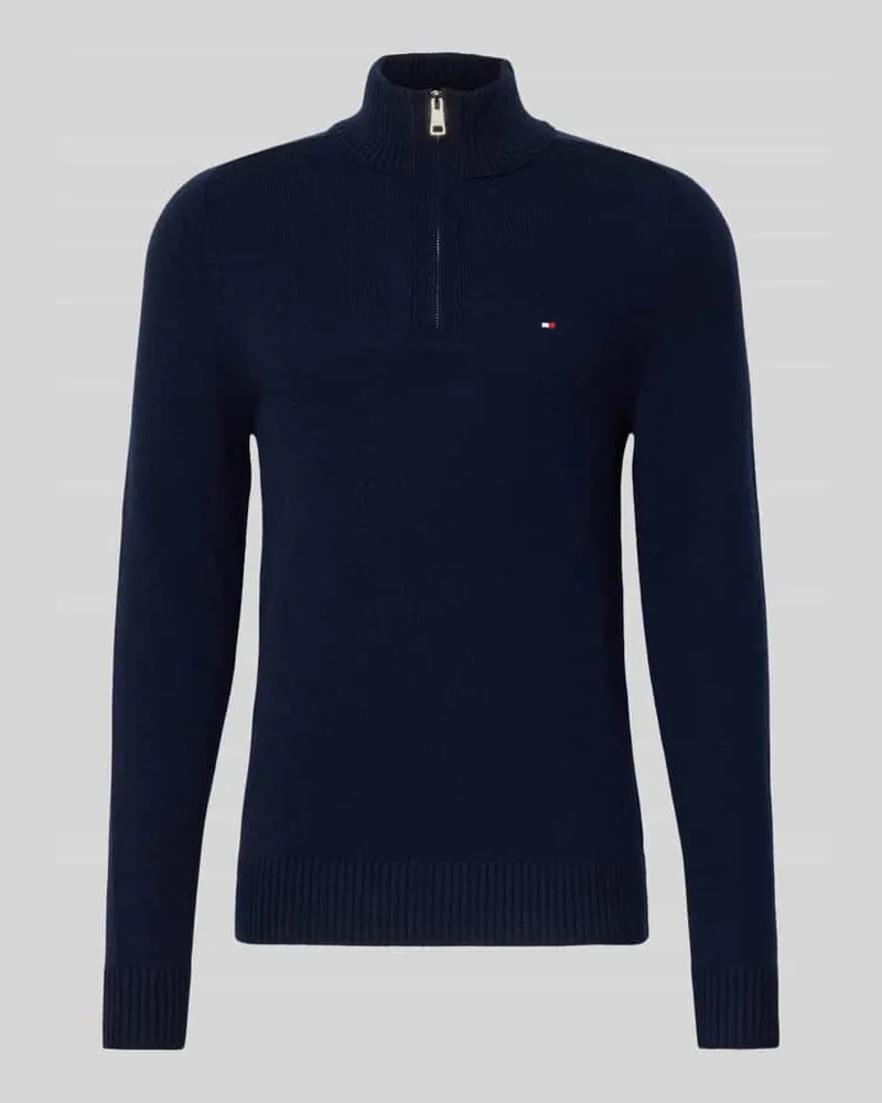 Tommy Hilfiger Regular Fit Troyer aus reiner Wolle Marine