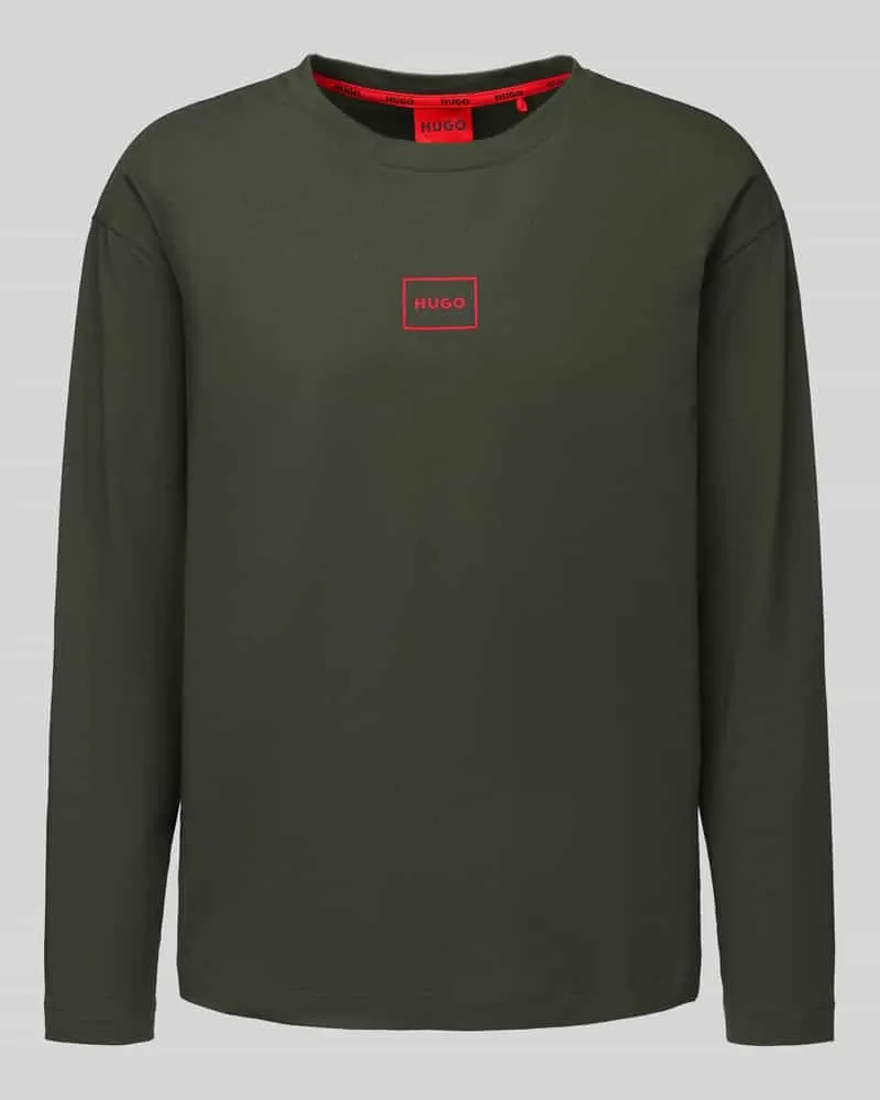 HUGO BOSS Regular Fit Langarmshirt aus Baumwoll-MIx Modell 'Laze Longsleeve Oliv