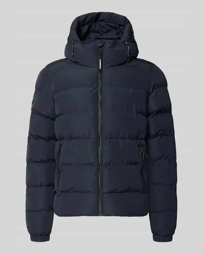 Superdry. Steppjacke mit Label-Stitching und Kapuze Marine
