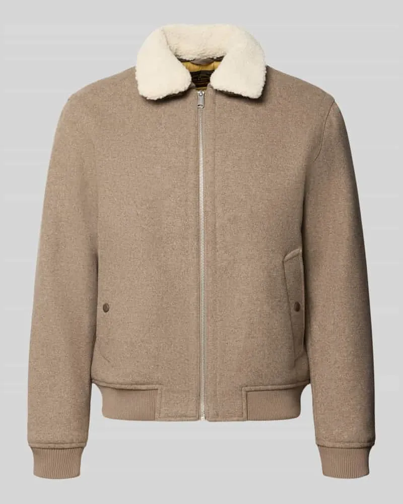 Jack & Jones Regular Fit Jacke mit Umlegekragen und Reißverschluss Taupe