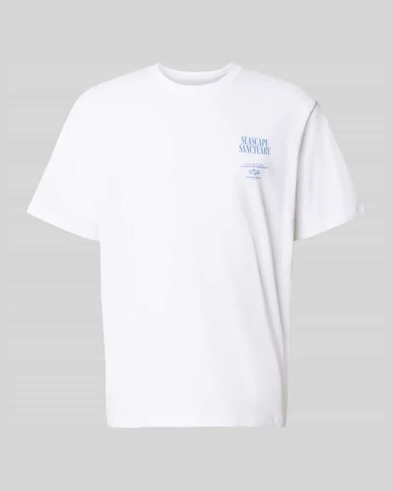 Jack & Jones Relaxed Fit T-Shirt mit Statement-Print Modell 'Photo Weiss