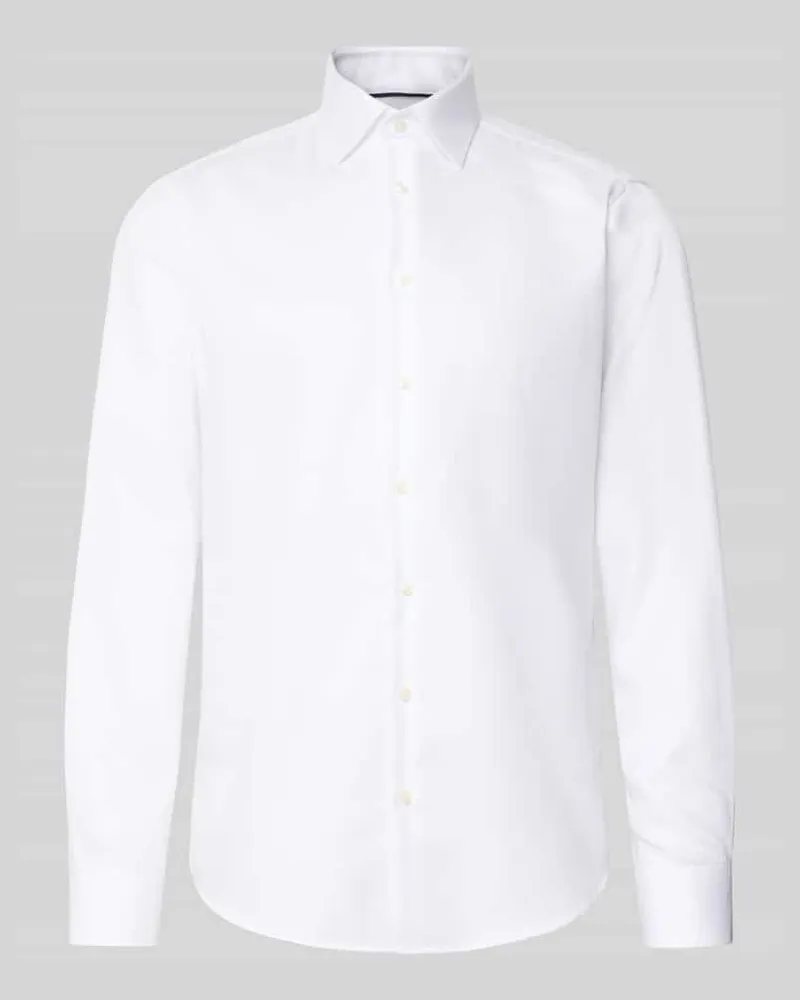 Christian Berg Regular Fit Businesshemd aus Baumwolle mit Kentkragen Weiss