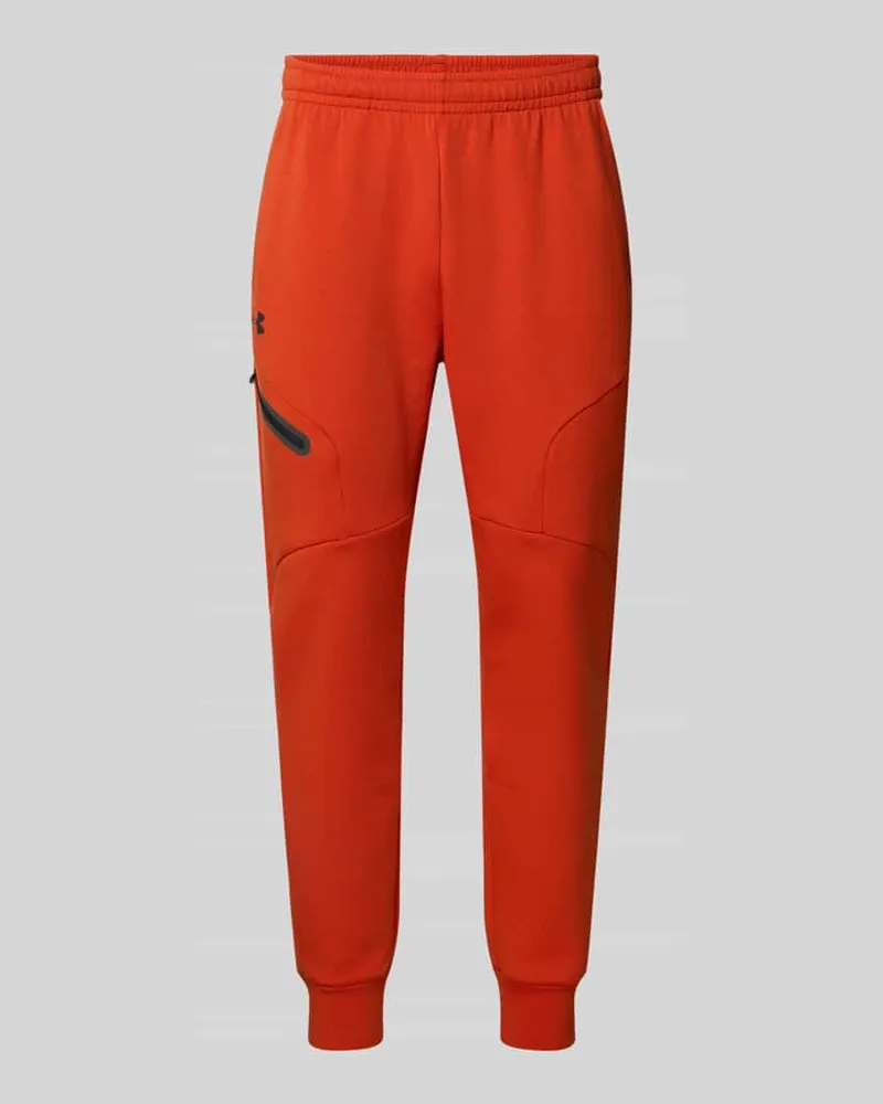 Under Armour Slim Fit Sweatpants Logo-Print Modell 'Unstoppable Hellrot