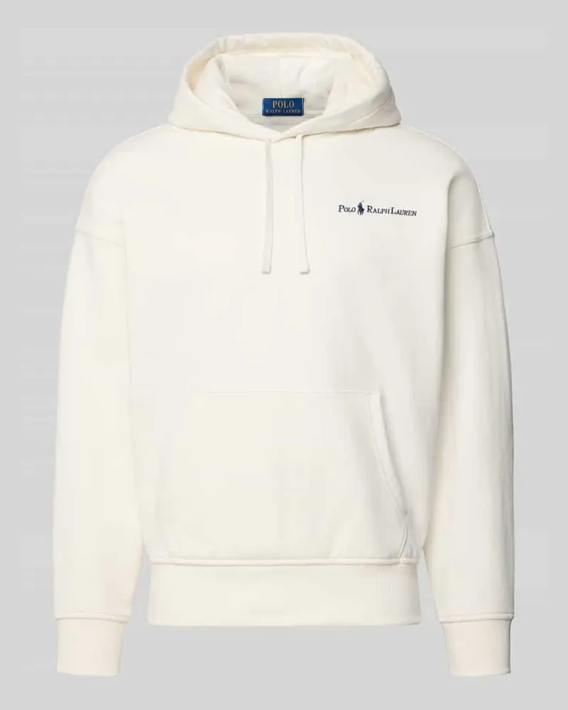 Ralph Lauren Relaxed Fit Hoodie mit Label-Stitching und Känguru-Tasche Weiss