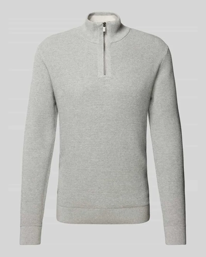 McNeal Strickpullover mit gerippten Abschlüssen Hellgrau