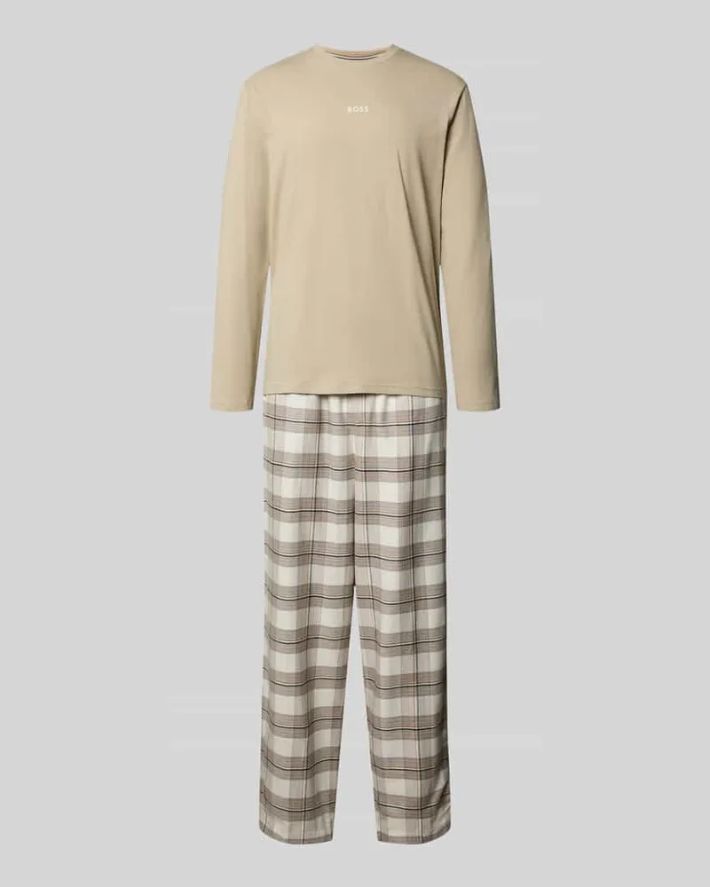 HUGO BOSS Regular Fit Pyjama-Set aus Baumwoll-Mix im Geschenkset Beige