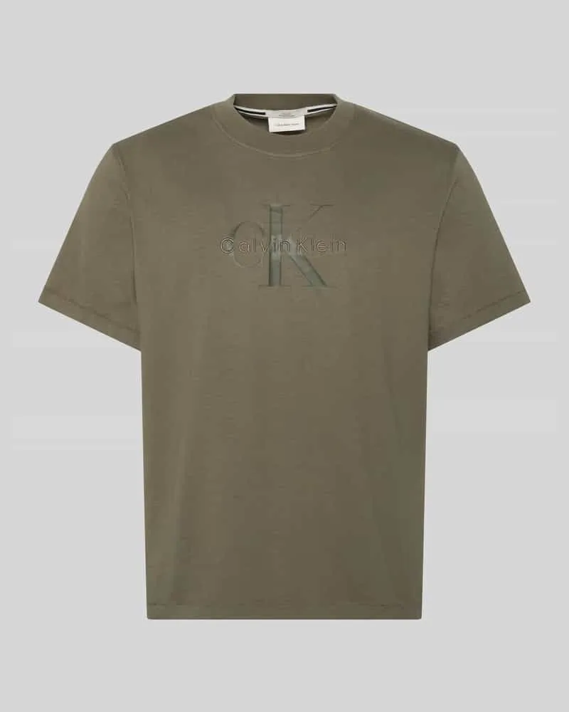 Calvin Klein Relaxed Fit T-Shirt aus reiner Baumwolle mit Logo-Print Khaki